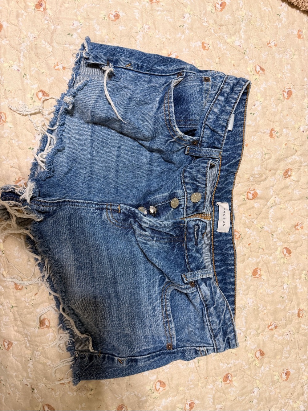 PacSun Blue Distressed High-Rise Denim Shorts